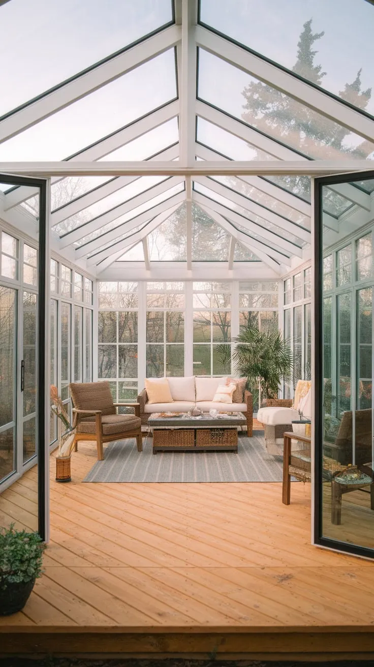 Wooden floors: grounding the glass-encased dream.
