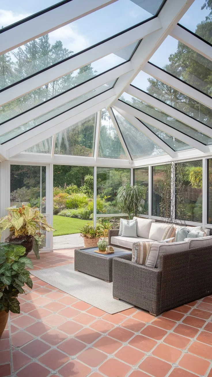Underfoot luxury meets sun-drenched serenity: the perfect sunroom floor.