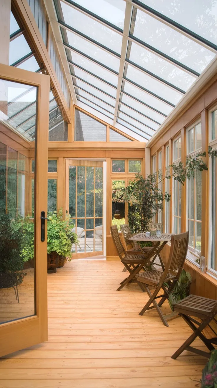 Warm wood, warmer days: the perfect sunroom floor.