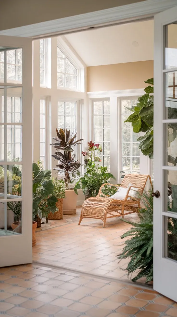 Tiled floors, the perfect foundation for indoor paradise.