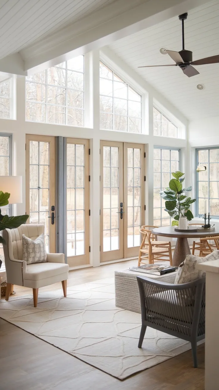 Sunroom serenity: furniture perfectly placed for relaxation and gatherings.