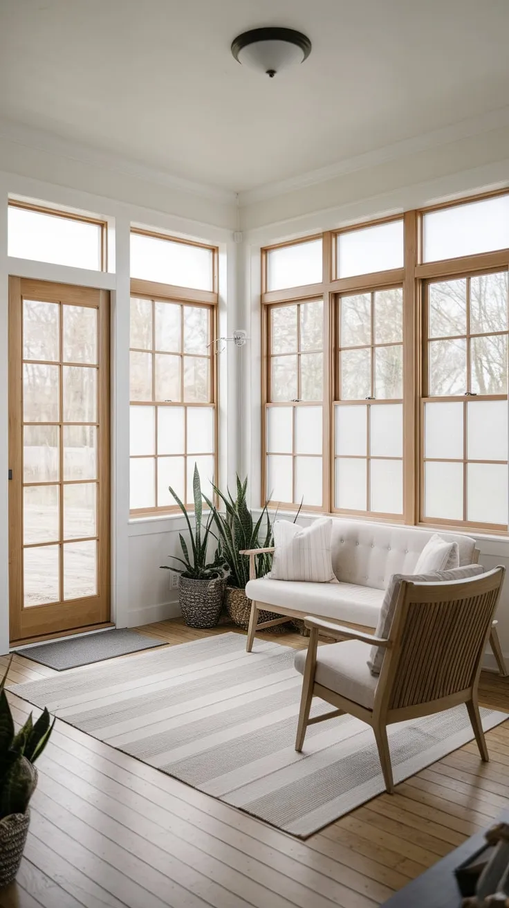 Sunroom serenity: furniture perfectly placed for sun-soaked relaxation.