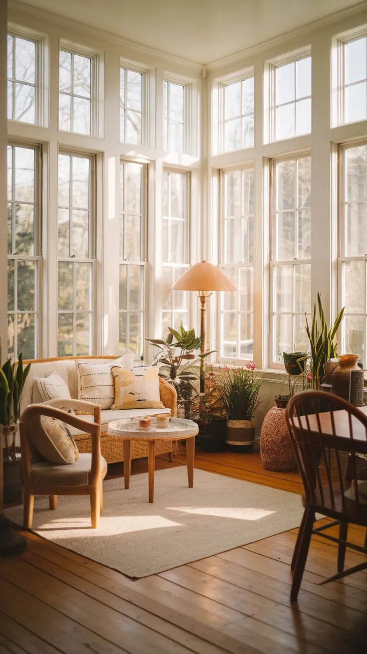 Golden hour glow, bottled in a sunroom.