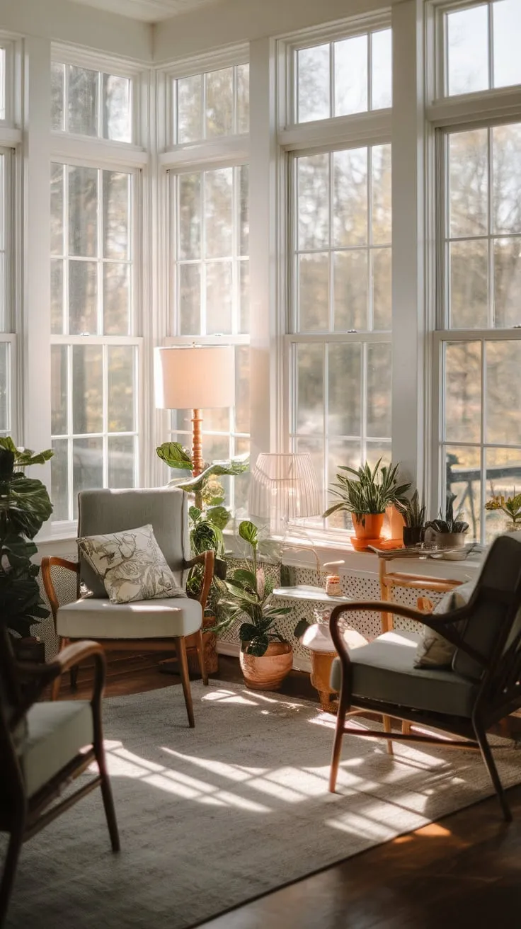Golden hour glow, bottled in a sunroom.