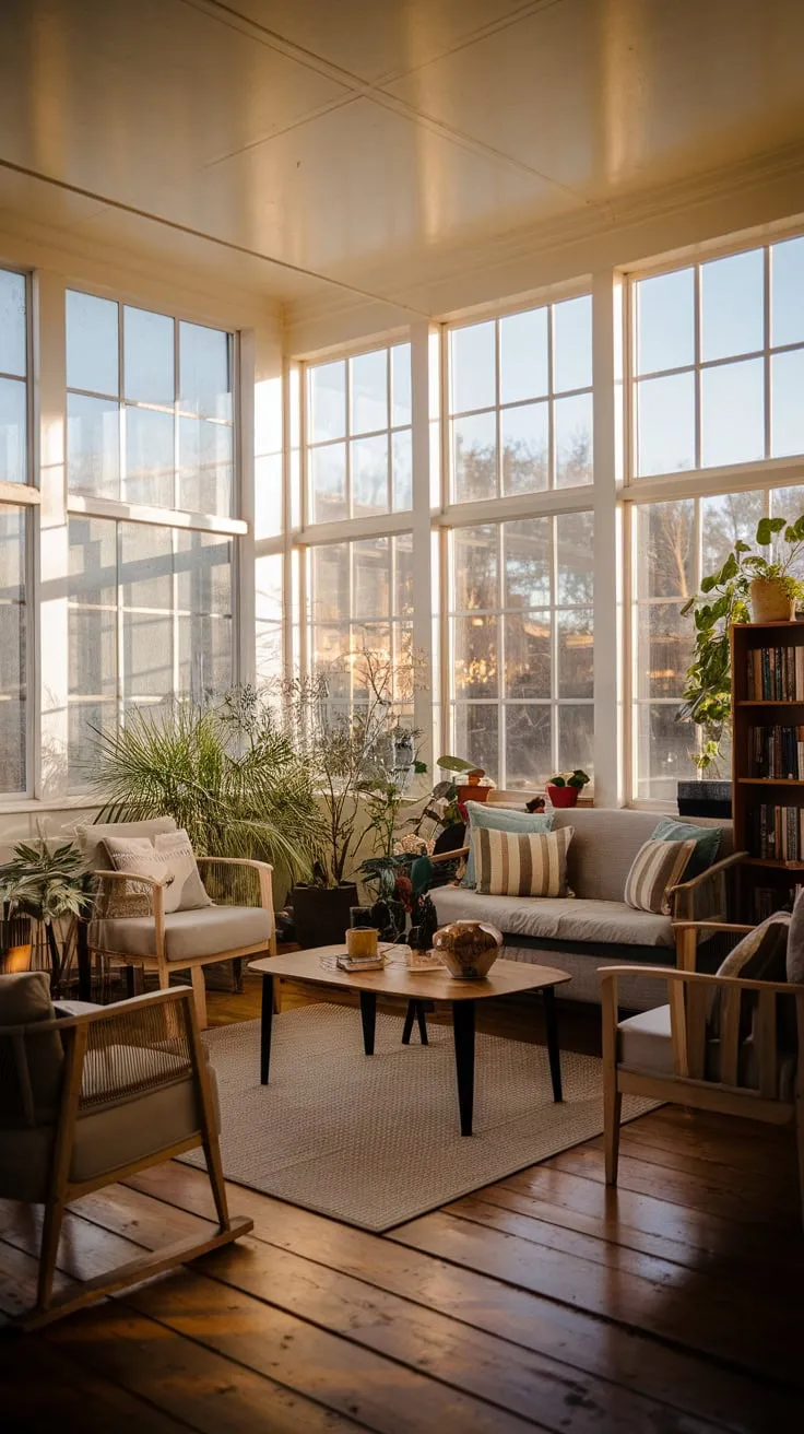 Golden hour glow, bottled in a sunroom.