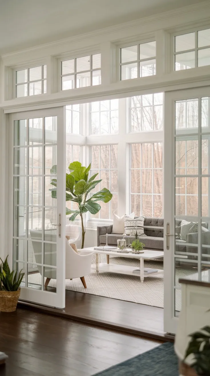 Sunroom serenity flows seamlessly into living room life.