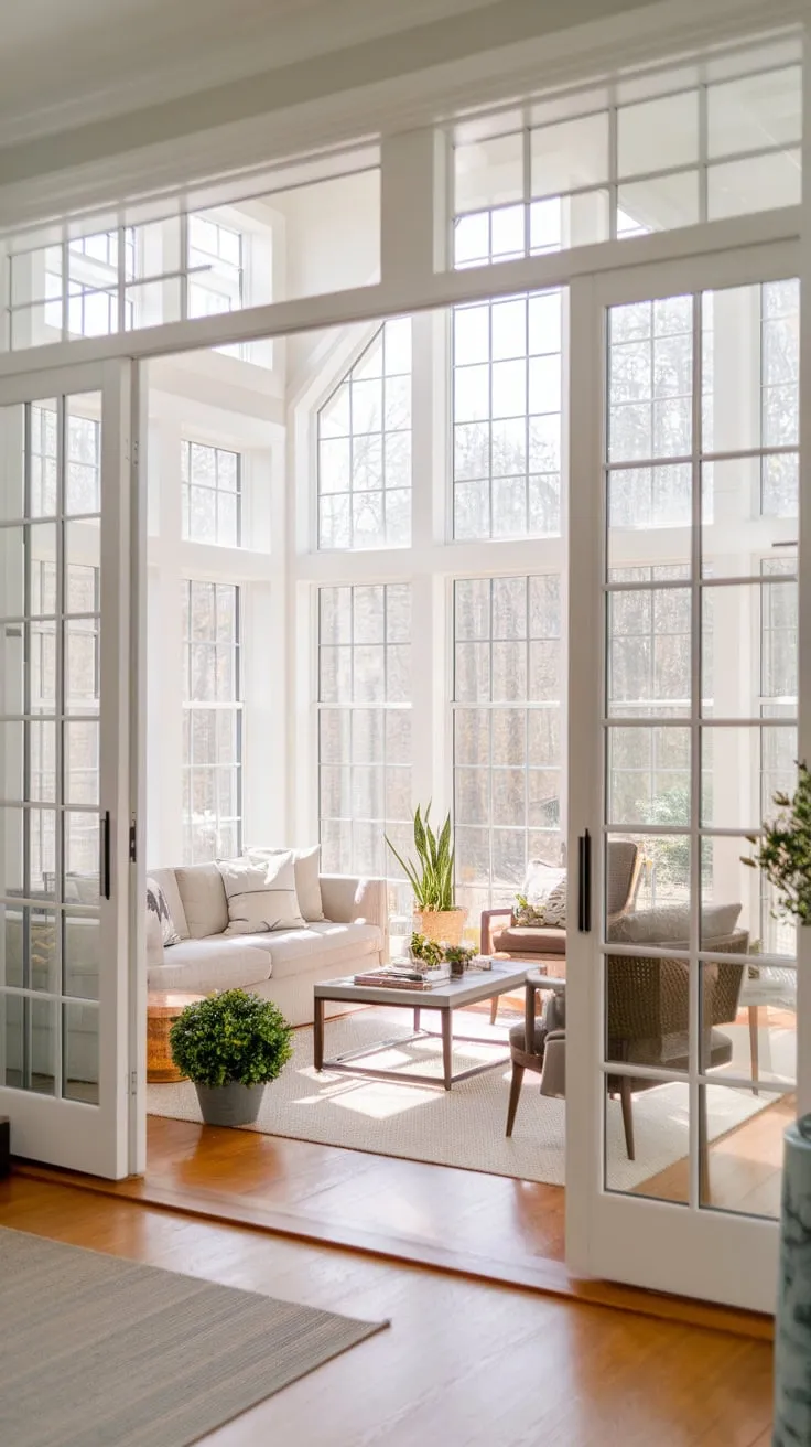 Sunroom serenity flows seamlessly into living room life.