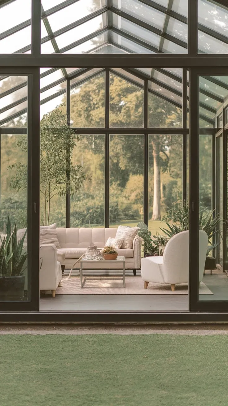Indoor oasis: blurring the lines between sunroom and living room bliss.
