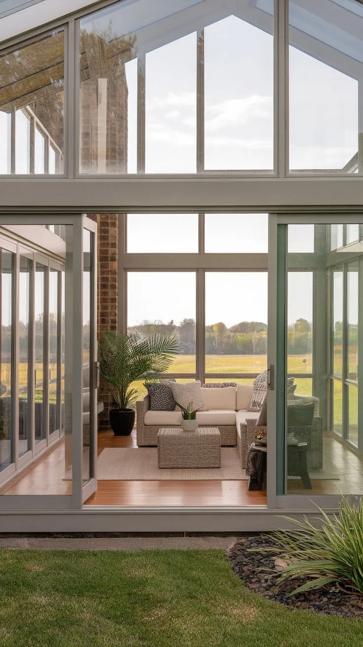 Where indoor living meets outdoor bliss: sunroom to living room, effortlessly chic.