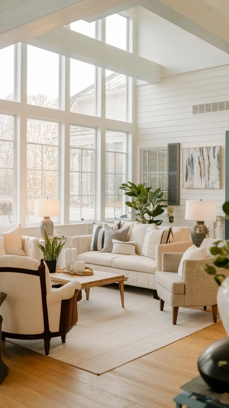 Sunroom serenity: where living room coziness meets sunshine.