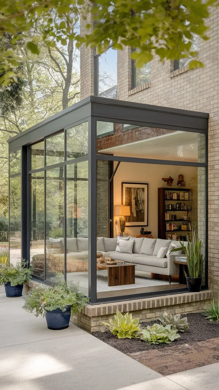 Sunroom serenity seamlessly flows into living room luxury.