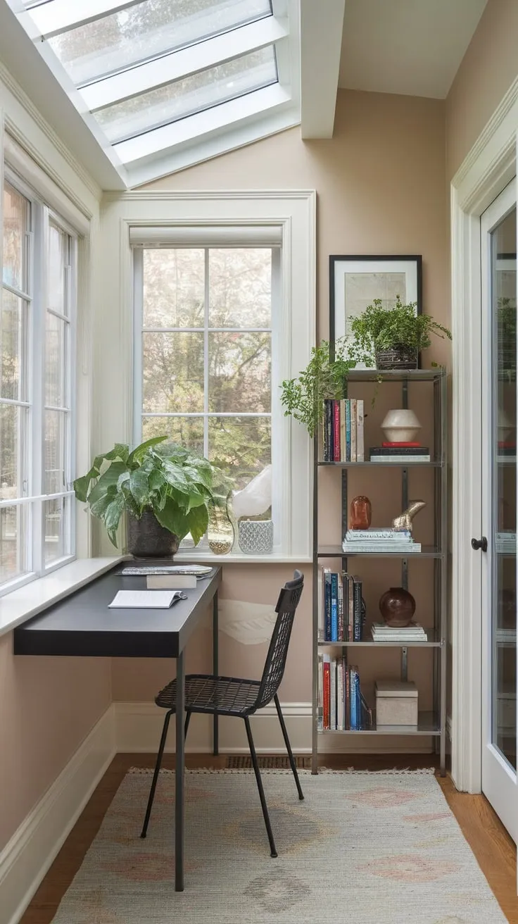 Maximize sunlight, minimize clutter: sunroom office goals.