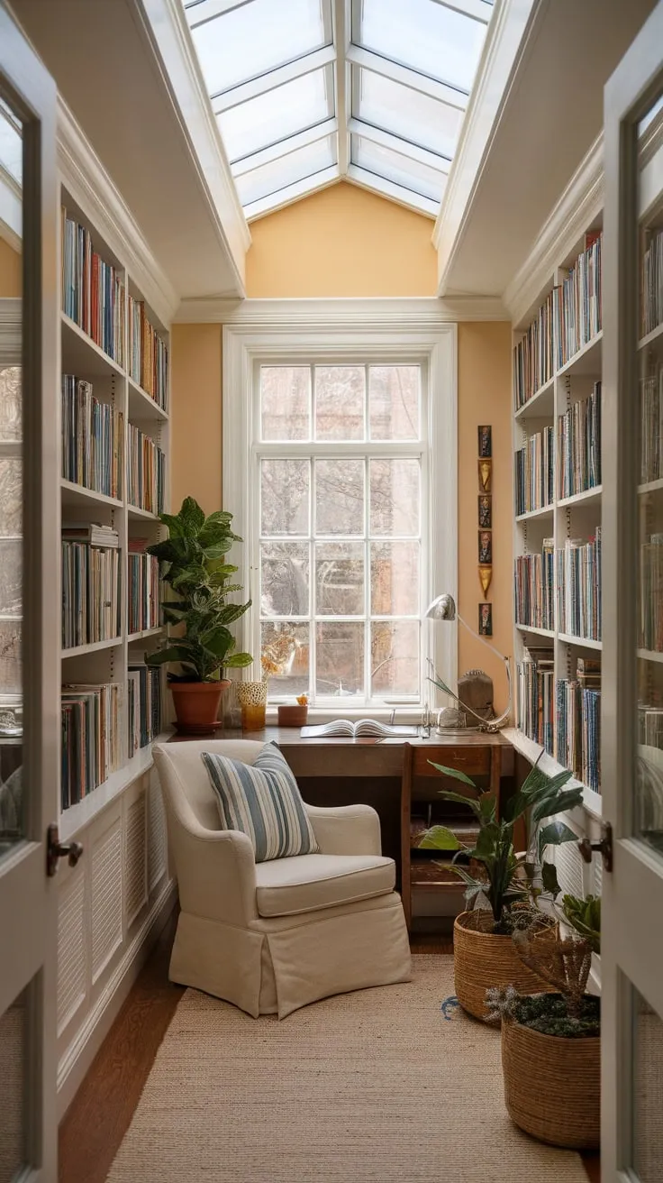 Maximize sunlight and bookish bliss: sunroom office ideas for small spaces.