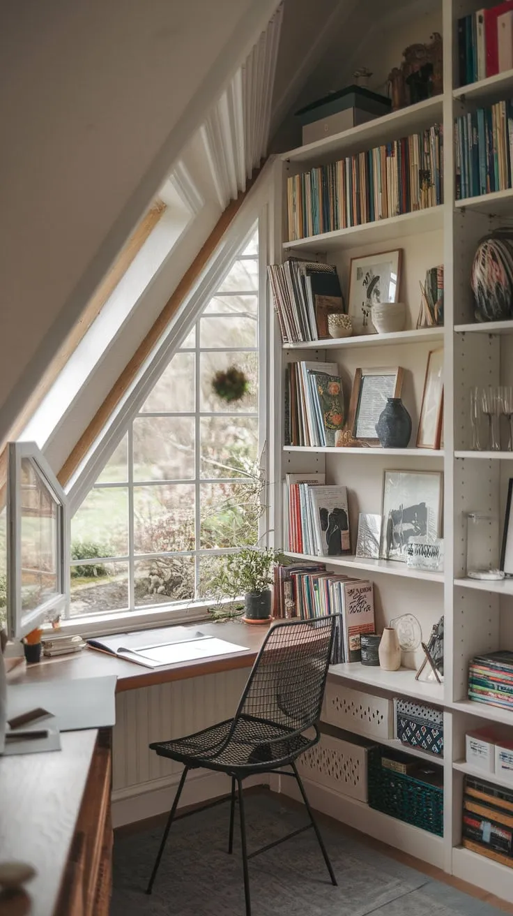 Sunroom office goals: maximizing light, minimizing space.