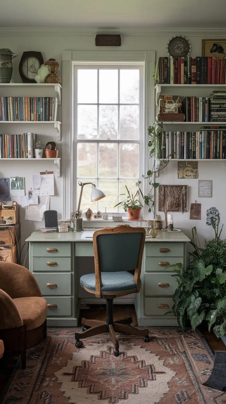 Sunshine, books, and brilliant ideas: my sunroom office is where work feels like a retreat.