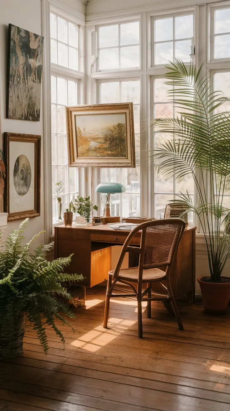 Sunlight streams into my sunroom office, fueling creativity and calm.