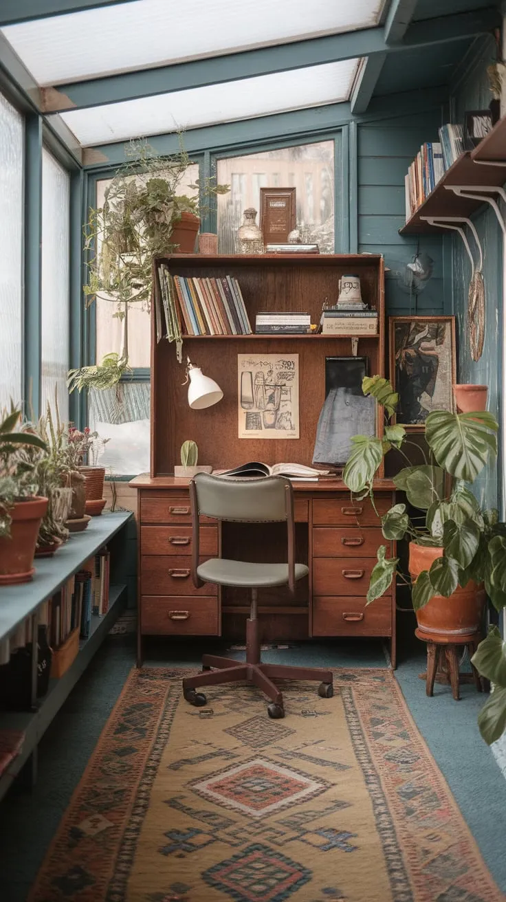 My sunroom office: where work meets tranquility.