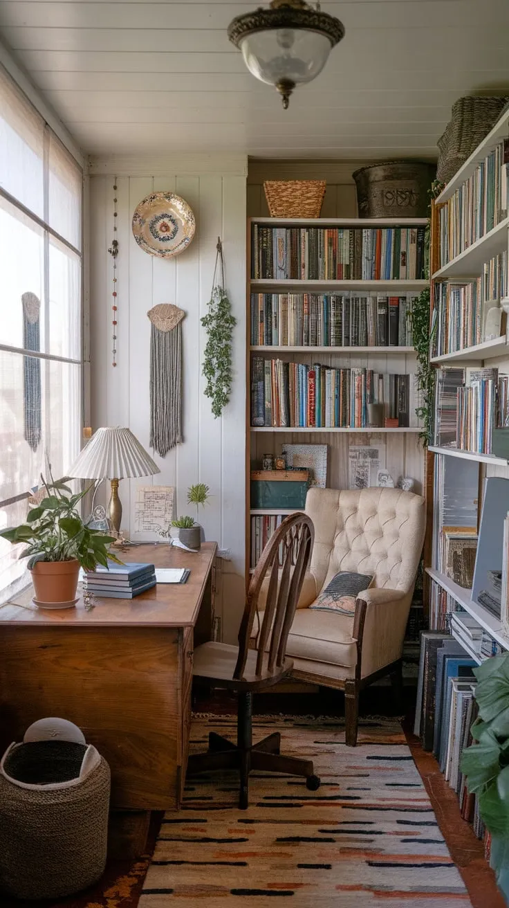 Sunshine, books, and brilliant ideas: my sunroom office is where it all happens.