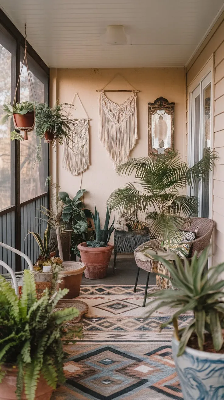 Sunroom serenity: terracotta pots &#038; trailing vines thrive.