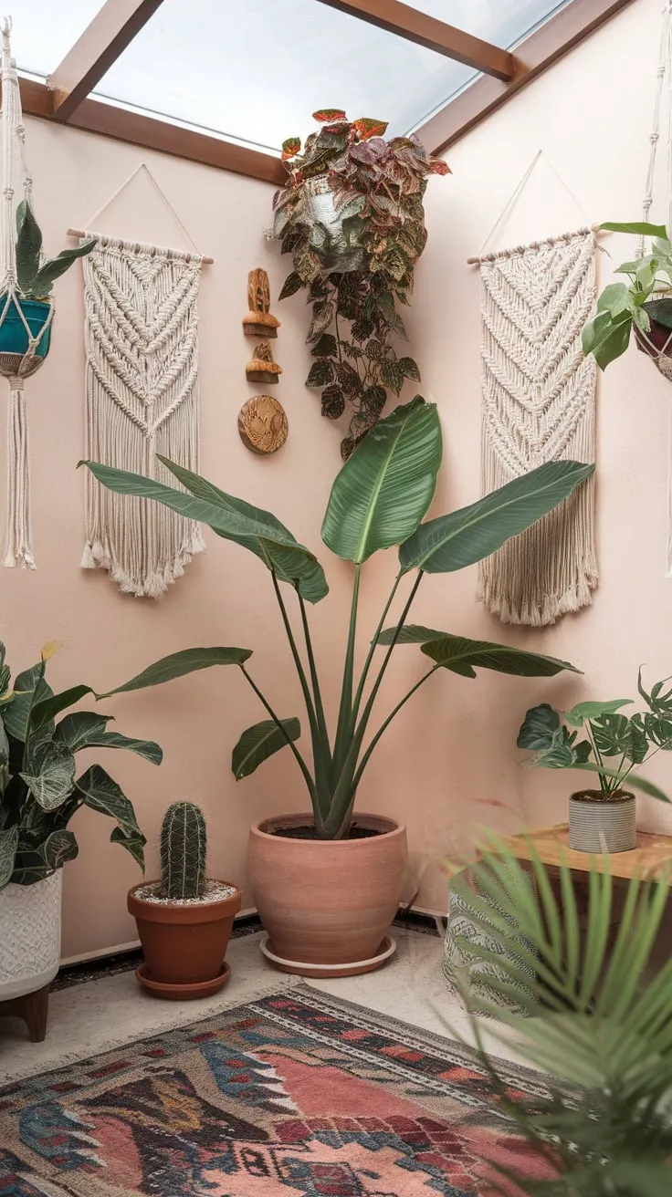 Sun-drenched sanctuary where plants thrive and bohemian dreams bloom.