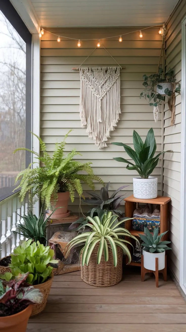 Sunroom serenity: where plants thrive and bohemian vibes unwind.