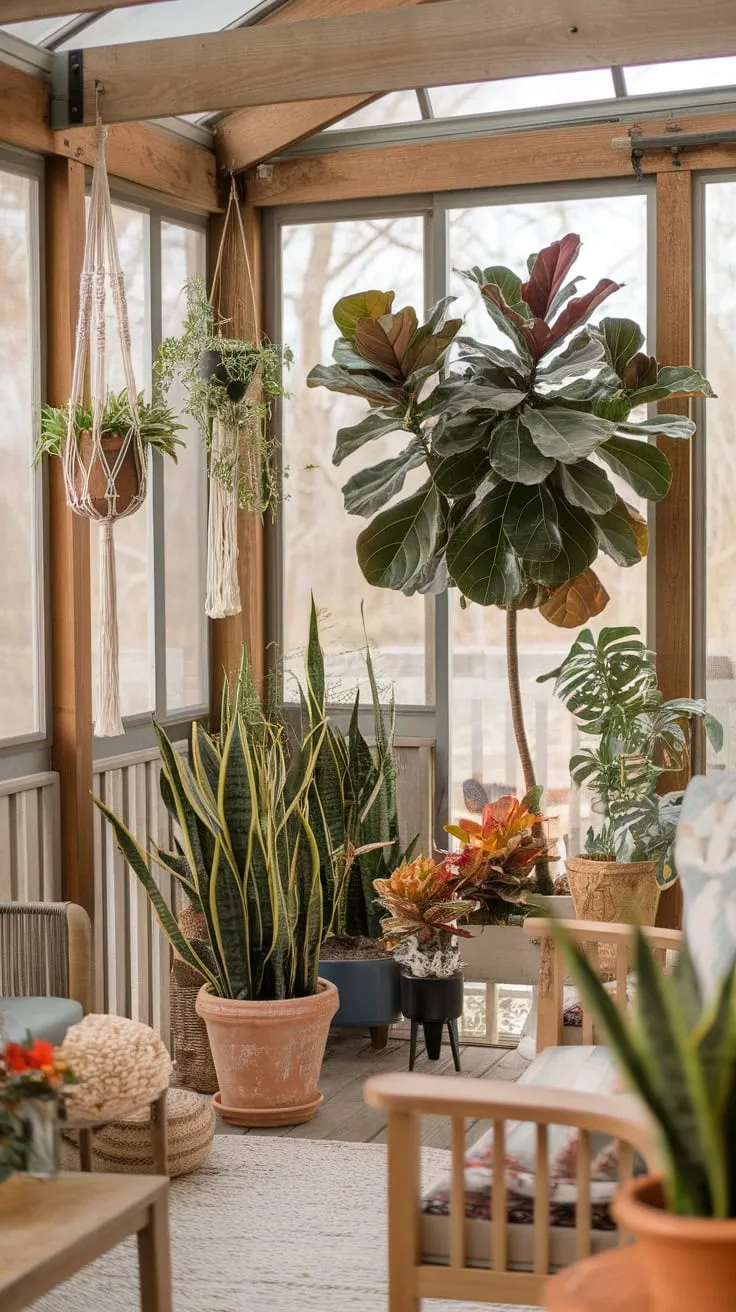 Sunroom serenity: where plants thrive and relaxation blooms.