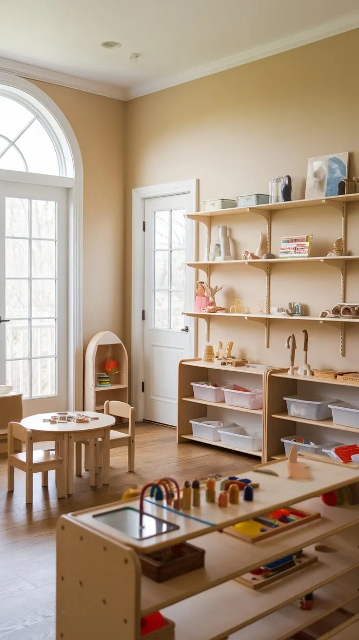 Sunshine and learning collide in this sunroom playroom.