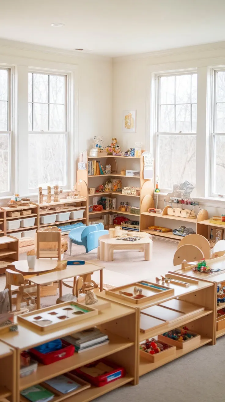 Sunshine and learning blend seamlessly in this sunroom playroom.