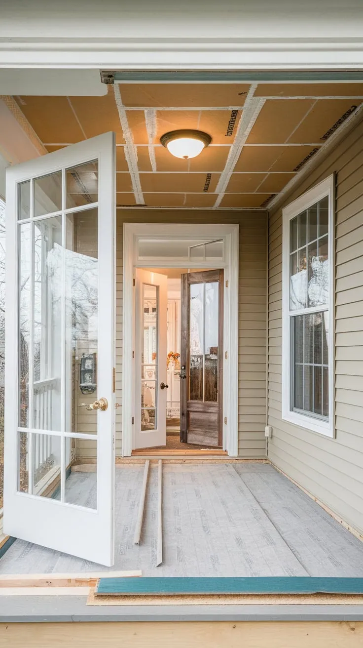 Sun-soaked dreams taking shape, one porch board at a time.