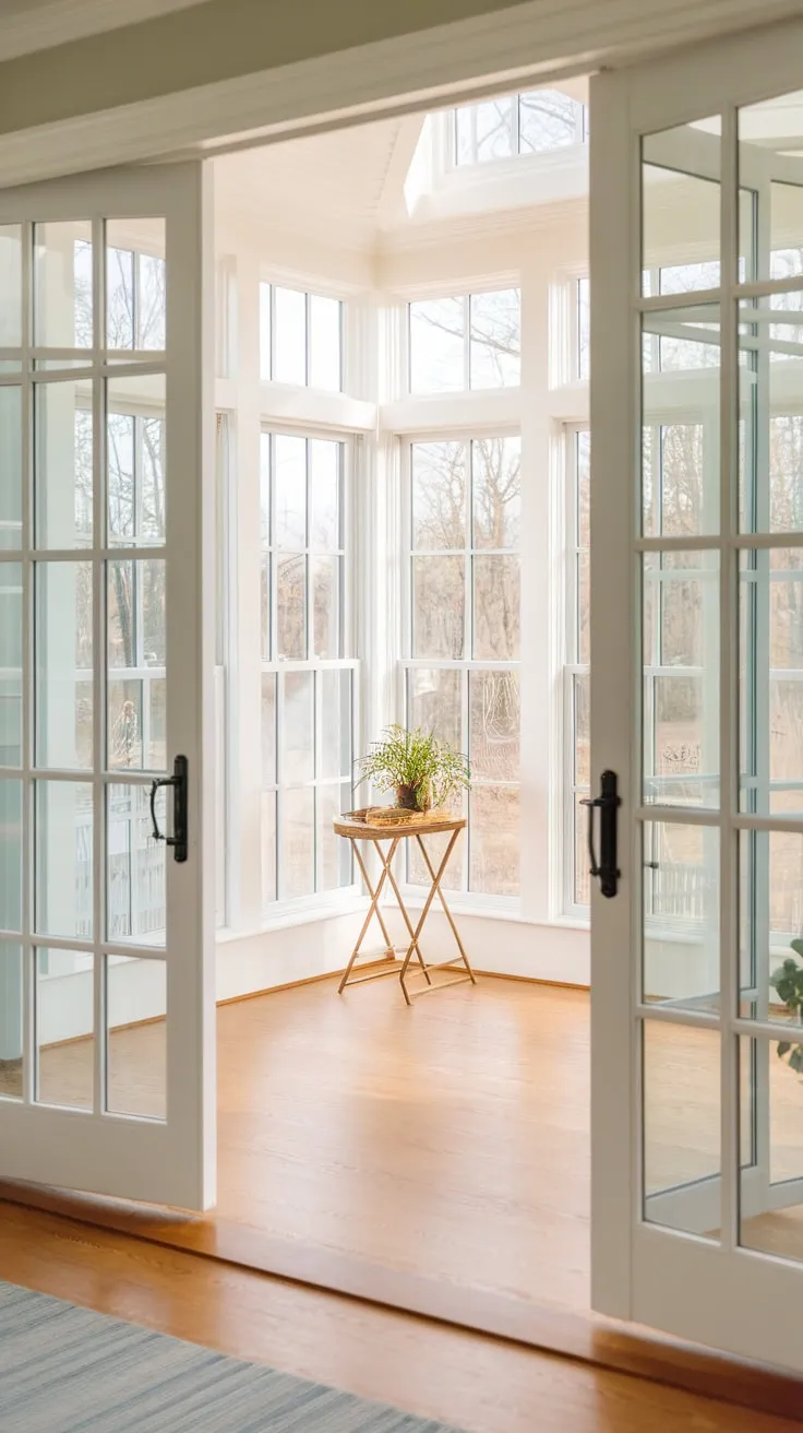 Sunlight streams in, transforming this space from porch to perfect sunroom.