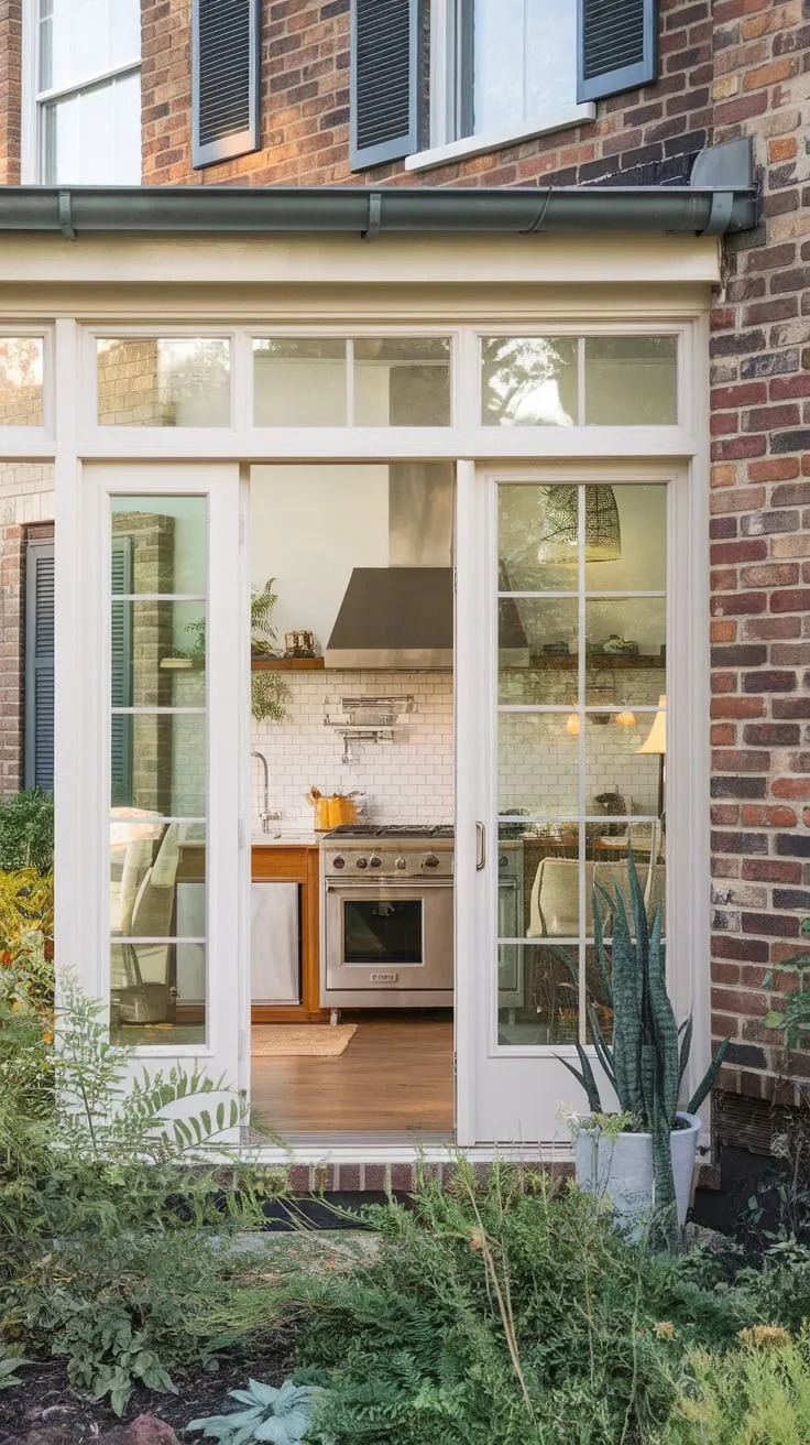 Sunroom windows transformed a porch into a sun-drenched kitchen haven.