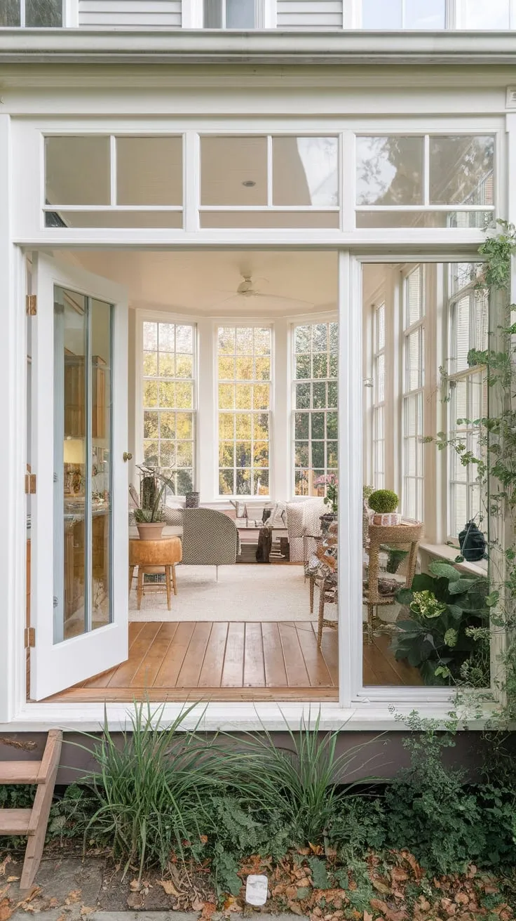 From porch to paradise:  sunroom windows bathe this space in light.