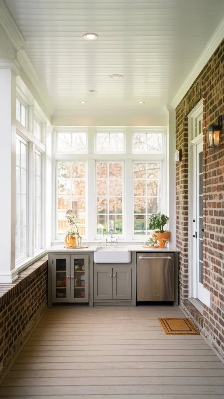 From porch to paradise:  sunroom windows bathe this space in light.