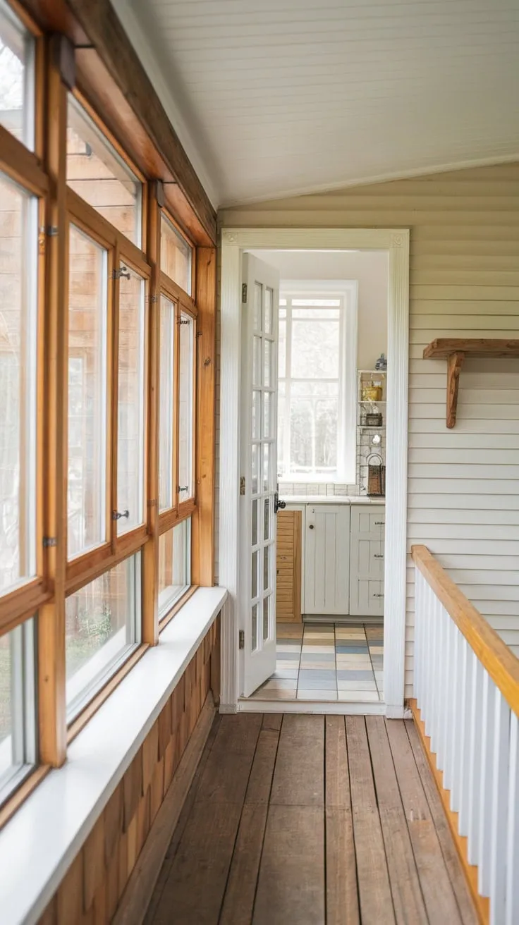 From porch to paradise: sunroom windows bathe the interior in natural light.
