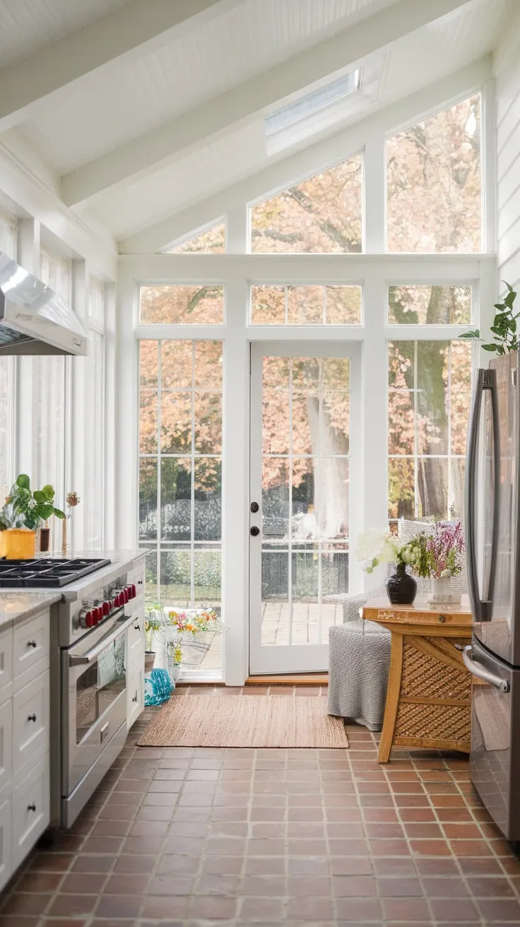 Sunroom windows transformed a porch into a sun-drenched kitchen.