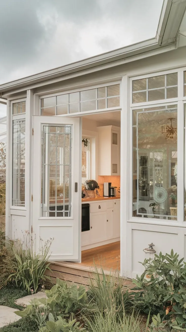 Cloudy skies? No problem, sunshine streams through these sunroom windows.
