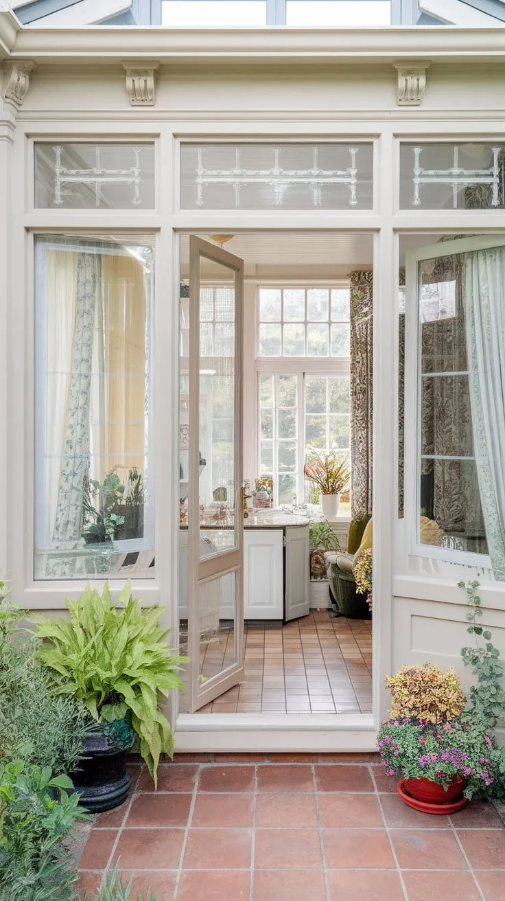 Sunroom windows transformed a forgotten porch into a vibrant kitchen haven.