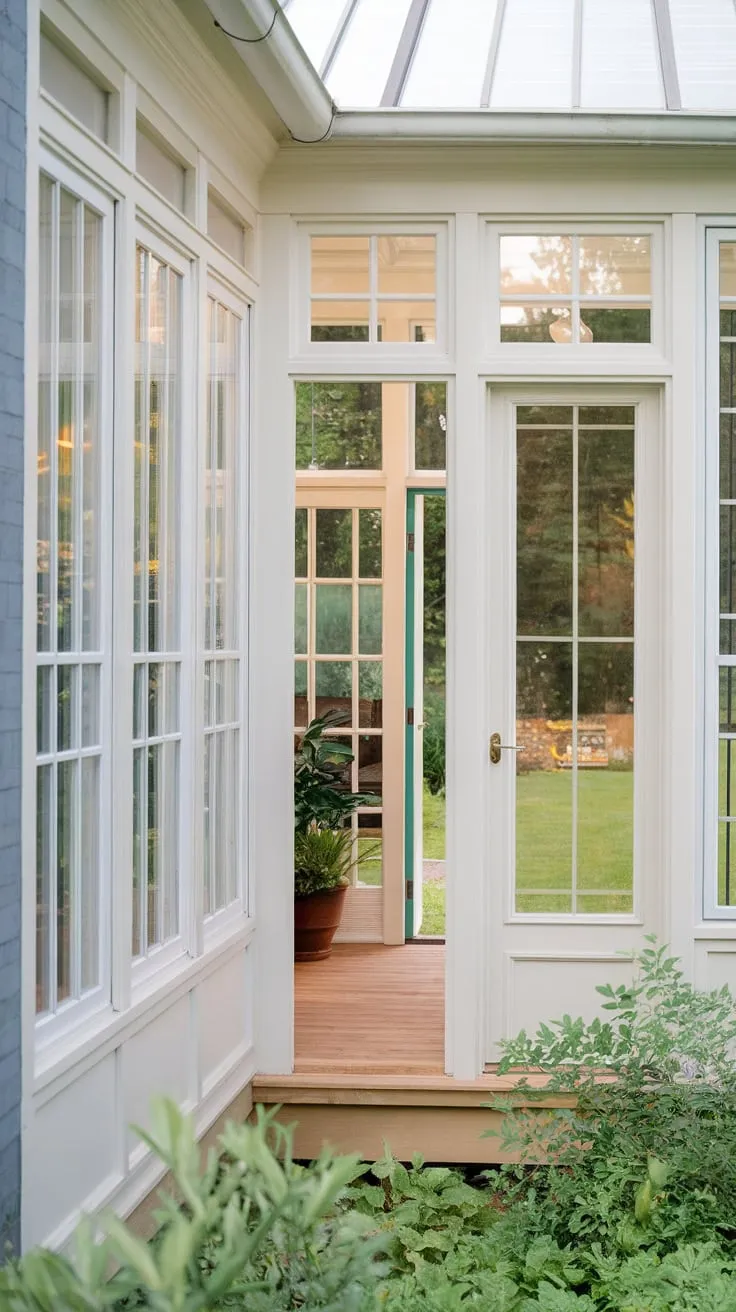 Sunlight streams in, transforming a porch into a sun-drenched sanctuary.
