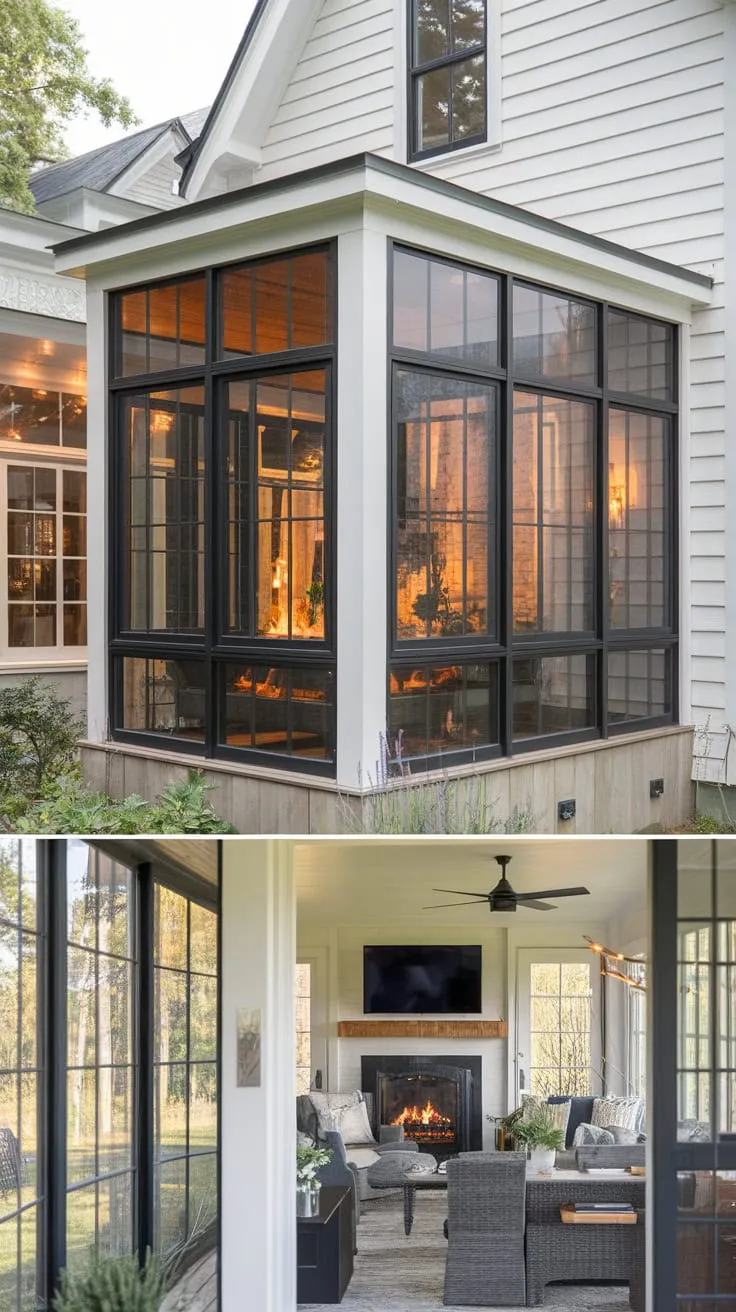 Cozy up by the fire in our sun-drenched, modern retreat.