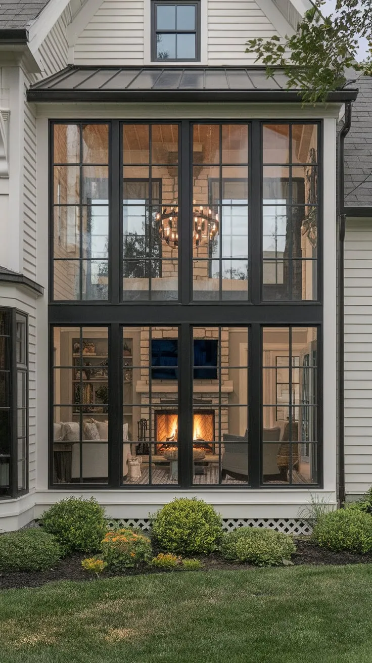 Cozy up by the fireplace in our sunroom, where every season feels like home.
