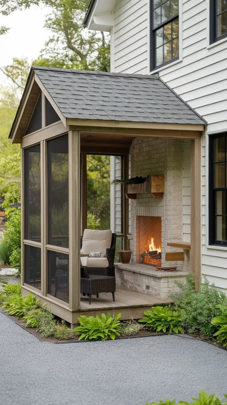 Stone fireplace, wood beams, and a sun-drenched escape.
