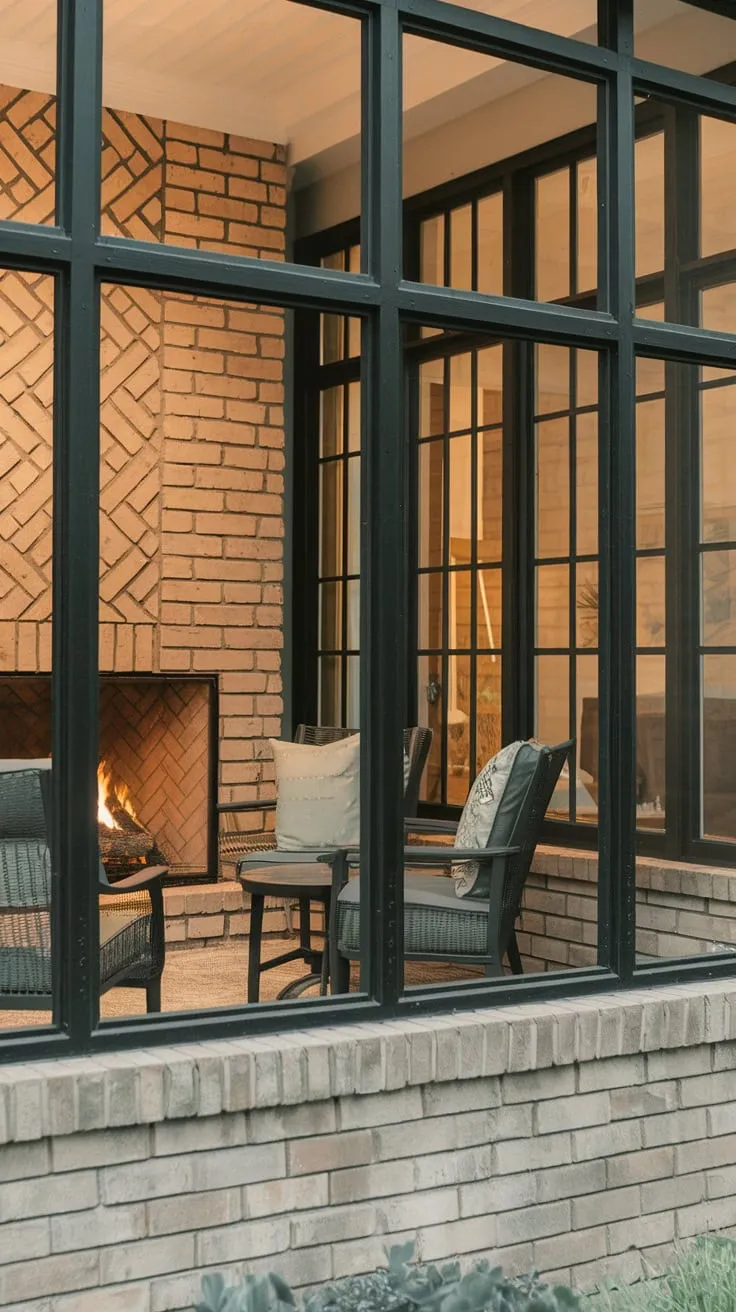 Brick-walled bliss: my sunroom's fiery heart.
