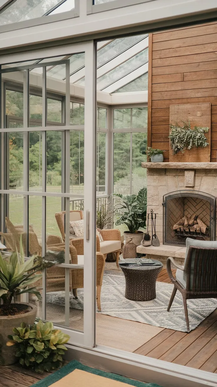 This feature wall living room is the epitome of modern rustic charm. The wooden TV wall, complete with a striking wood slat wall behind the TV, elevates the space with its natural texture and warmth.  The tv wall decor perfectly complements the overall aesthetic.