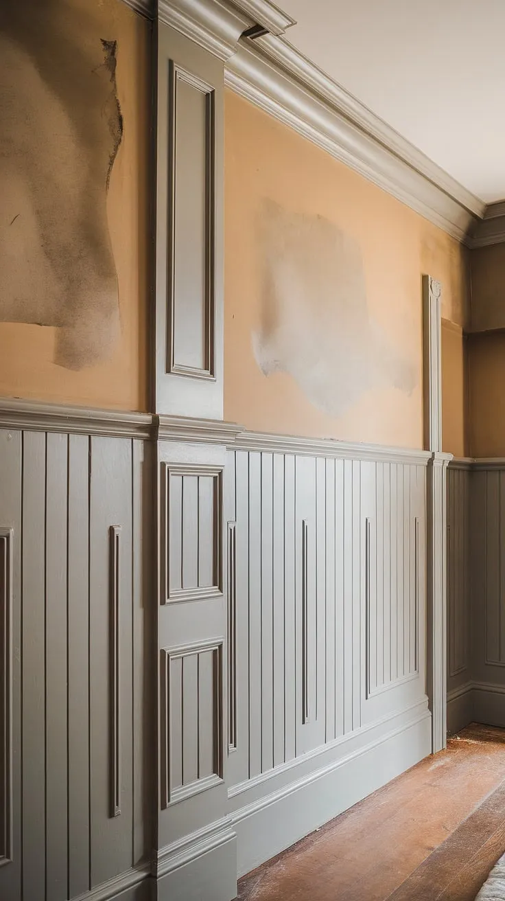 A painted yellow kitchen, brimming with charm. This compact British kitchen, designed in the craftsman style, showcases the beauty of a tiny space filled with English country style details.  The yellow walls amplify the warmth and inviting atmosphere.