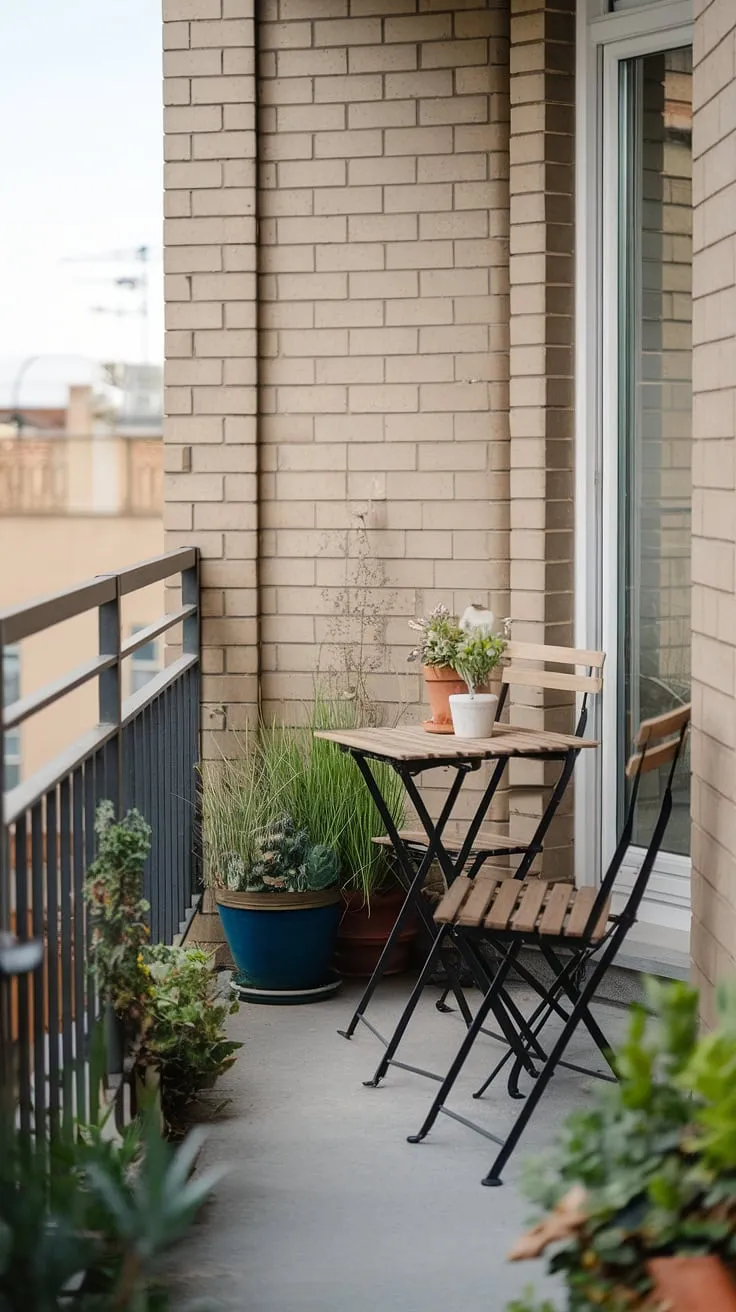 Urban oasis found: This terrace apartment's small balcony decor proves that even the smallest space can be a stylish retreat. Clever furniture for small balconies and creative balcony ideas maximize this apartment terrace design.