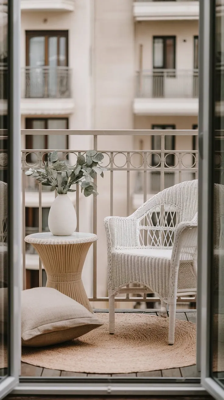 Transform your terrace apartment with creative balcony ideas. This small balcony setup showcases how to decorate a small balcony, offering inspiration for balcony designs and small porch ideas. Discover more terrace apartment ideas and small balcony setup options.