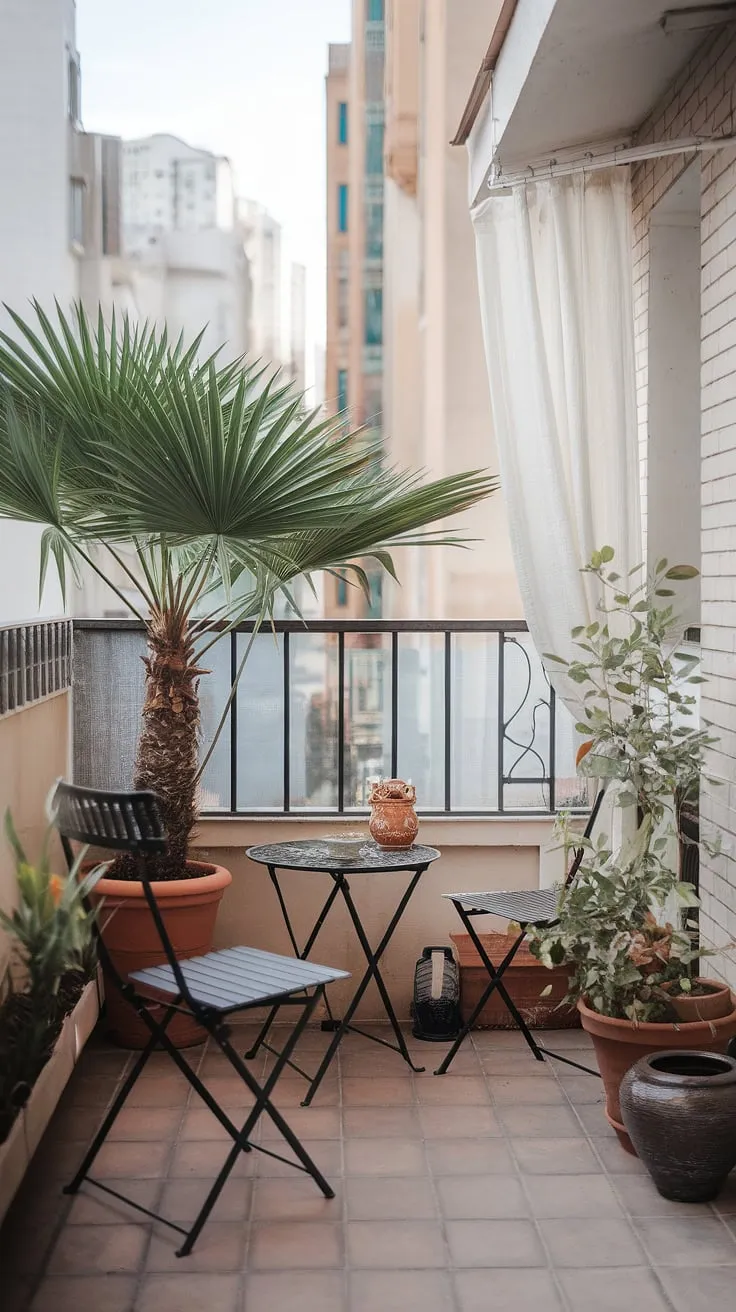My little slice of city paradise: This terrace balcony, perfect for relaxing evenings, proves that even small spaces can be transformed with thoughtful balcony decorating ideas. Plenty of inspiration for apartment balcony ideas, condo terrace ideas, and small patio ideas here!
