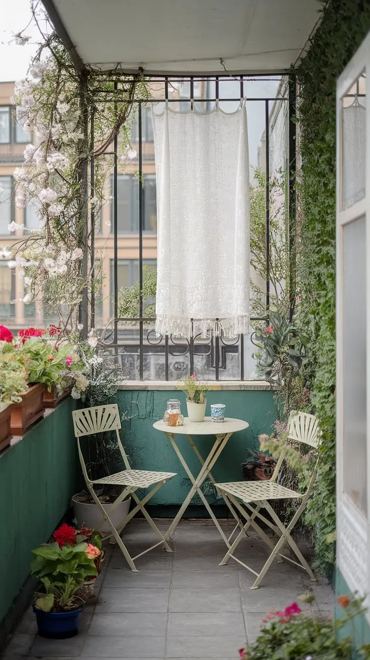 Escape the everyday on this charming terrace balcony. Small balcony decoration doesn't mean sacrificing style; this space proves that with clever balcony decorating ideas, even a small outdoor balcony can become a relaxing oasis. Notice the use of vertical gardening to maximize space, a great idea for apartment balcony ideas and condo terrace ideas alike. This is the perfect example of small patio ideas and small balcony decoration done right, offering a peaceful retreat.
