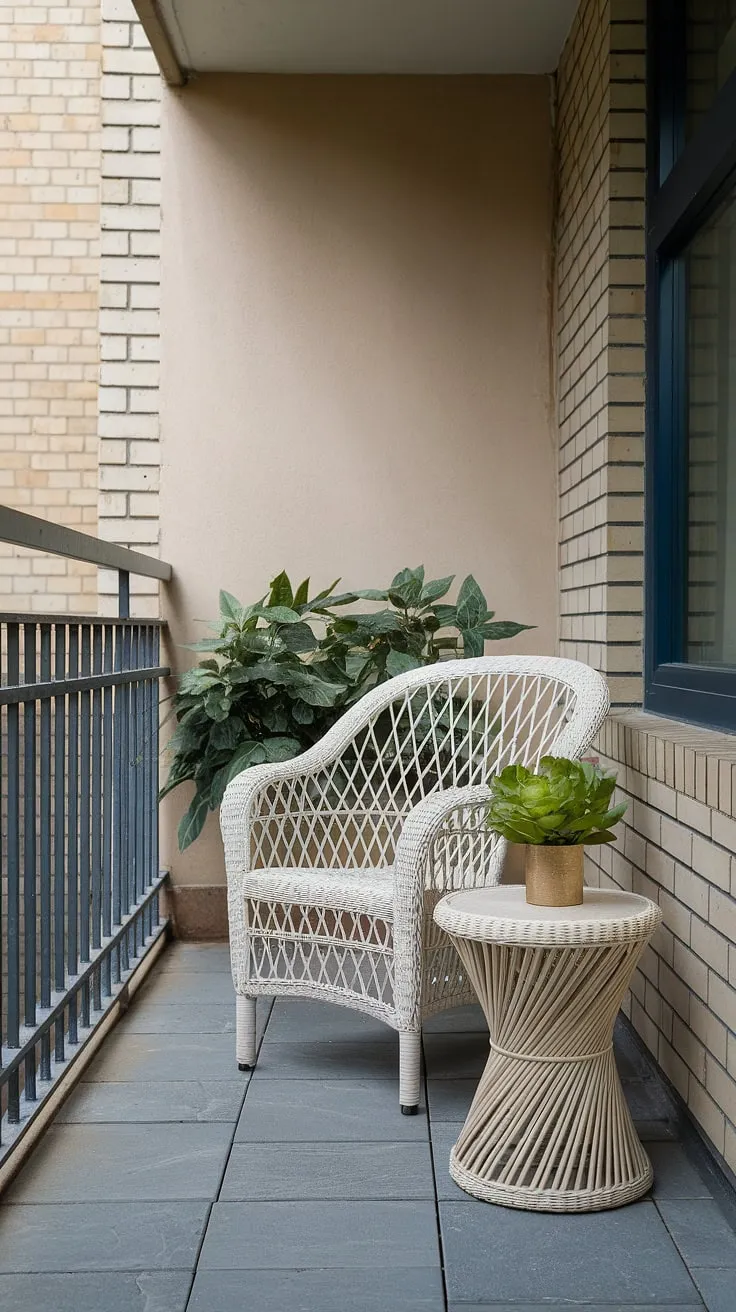Transform your small terrace balcony into a relaxing oasis with these simple balcony decorating ideas. This apartment balcony, showcasing small balcony decoration and small outdoor balcony ideas, proves that even a small space can offer a peaceful retreat.