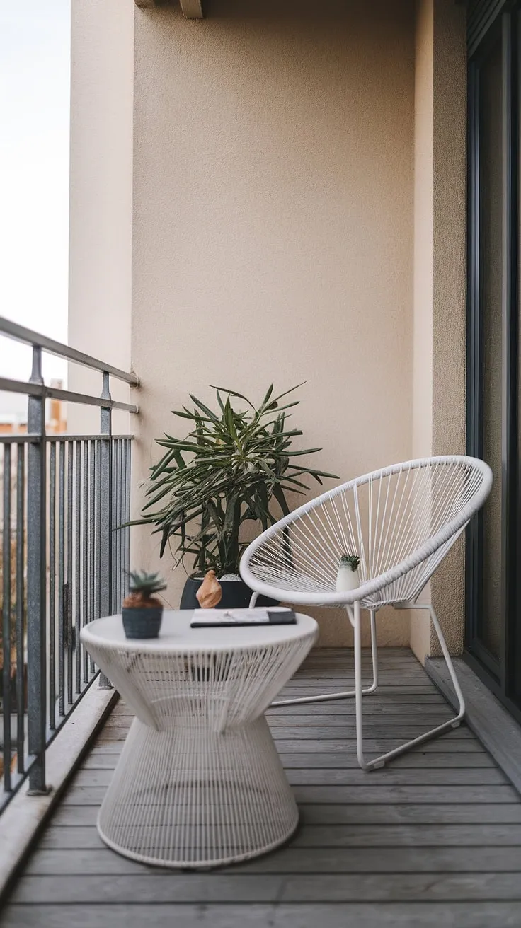 Small space, big impact. This small balcony decoration proves that even a tiny terrace balcony can be a haven for relaxation. Explore more small patio ideas and outdoor balcony ideas for your apartment or condo.